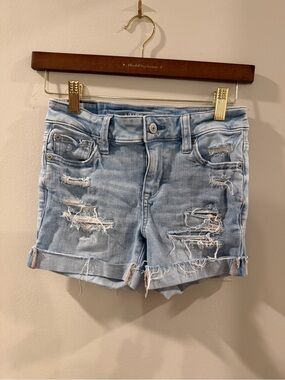 American Eagle Outfitters Light Blue Distressed Denim Jean Shorts size 000